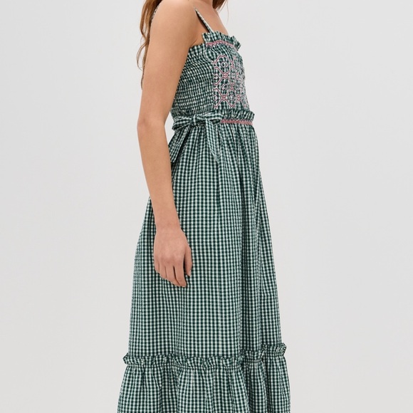 Hunter Bell Larissa Dress. Green Gingham Maxi Dress - Picture 4 of 5